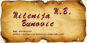 Milenija Bunović vizit kartica